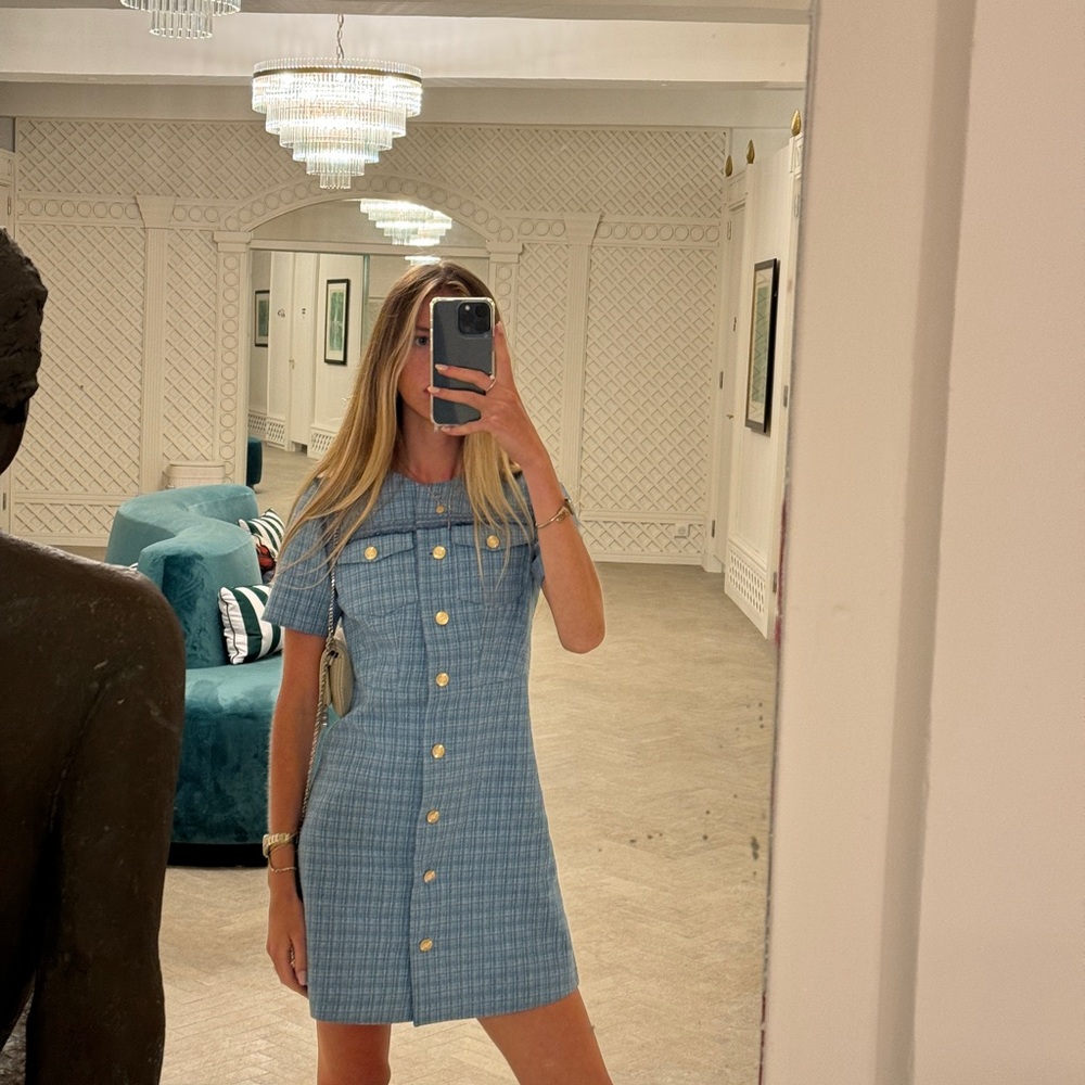 SANDRO Blue Tweed Dress